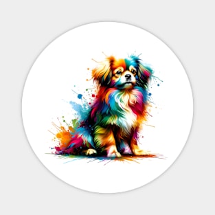 Tibetan Spaniel in Vibrant Abstract Splash Artwork Magnet